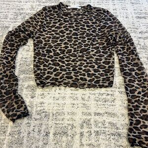 Cheetah/Leopard Print Mesh Top - Size M